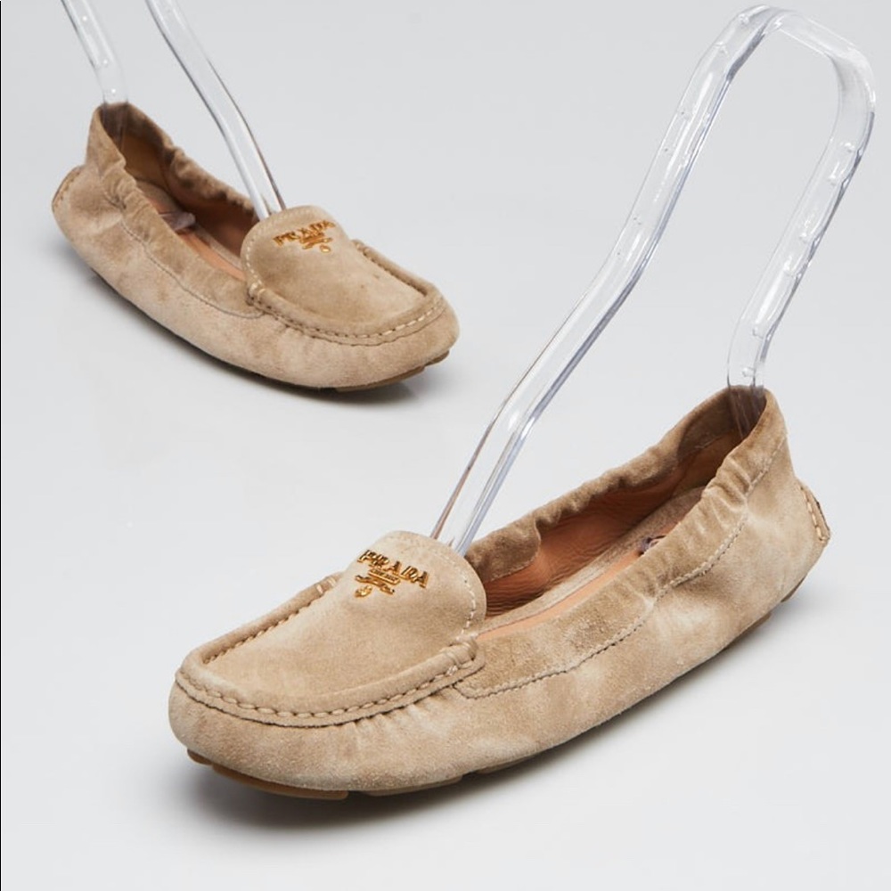 Prada Suede Scrunch Driver - Beige